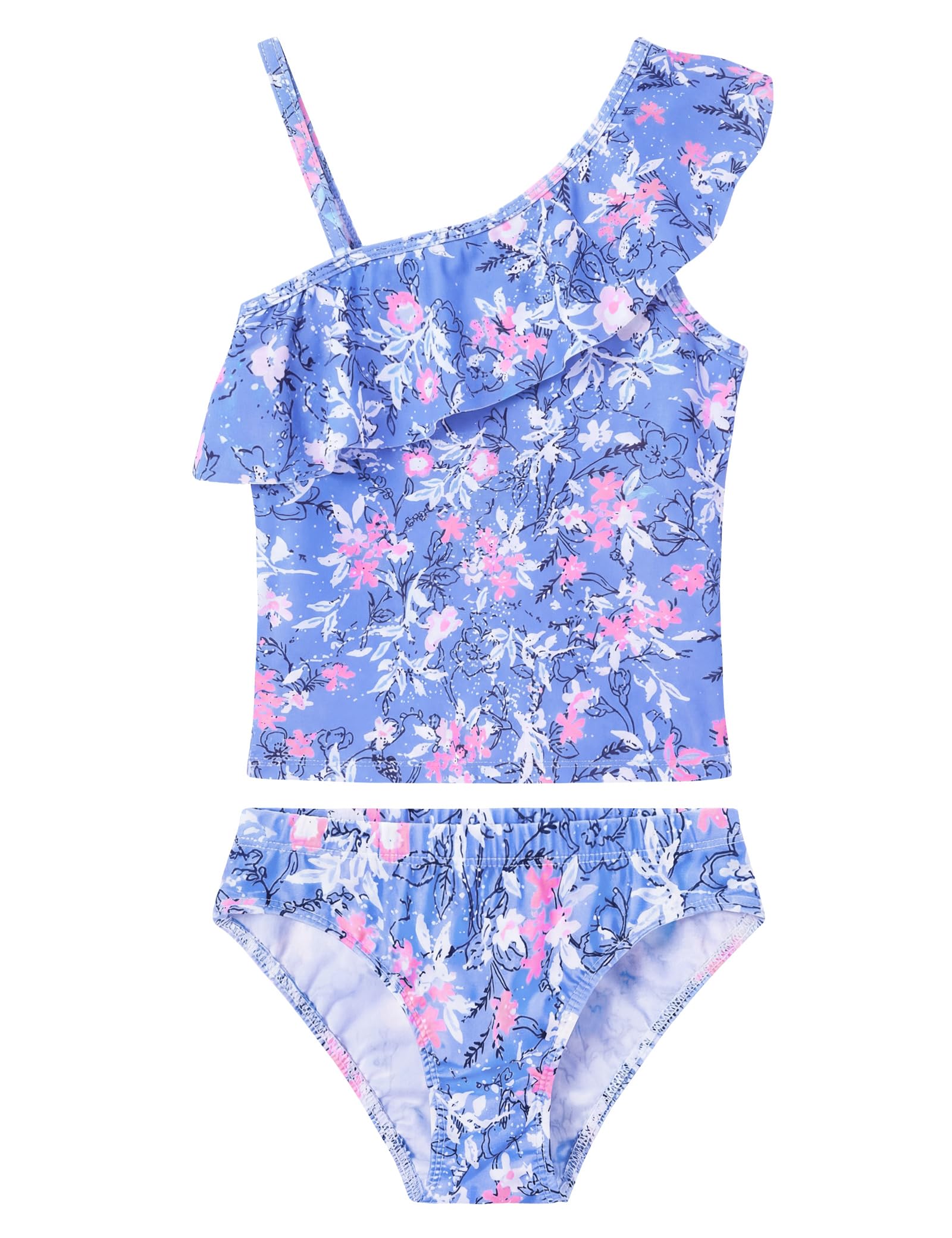 Girls Tankini Swimsuit Two Piece Bathing Suit Colorful Toddler Kids Ruffle Swimwear Adjustable Strap Summer Beach