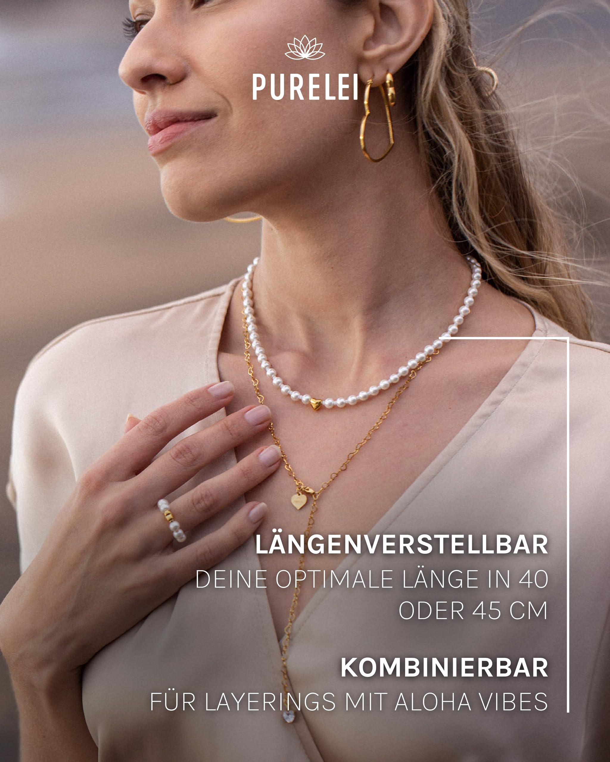 Purelei Lovely - Collana da donna in acciaio inossidabile resistente - Collana impermeabile con ciondolo - Lunghezza regolabile 40-45 cm - Collana per il vostro look personalizzato