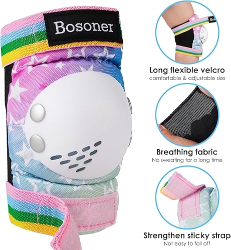 Miniatura 8 de BOSONER Rodilleras para niños y jóvenes, coderas para patines de ruedas, ciclismo, BMX, bicicleta, patinaje, patinaje, deportes