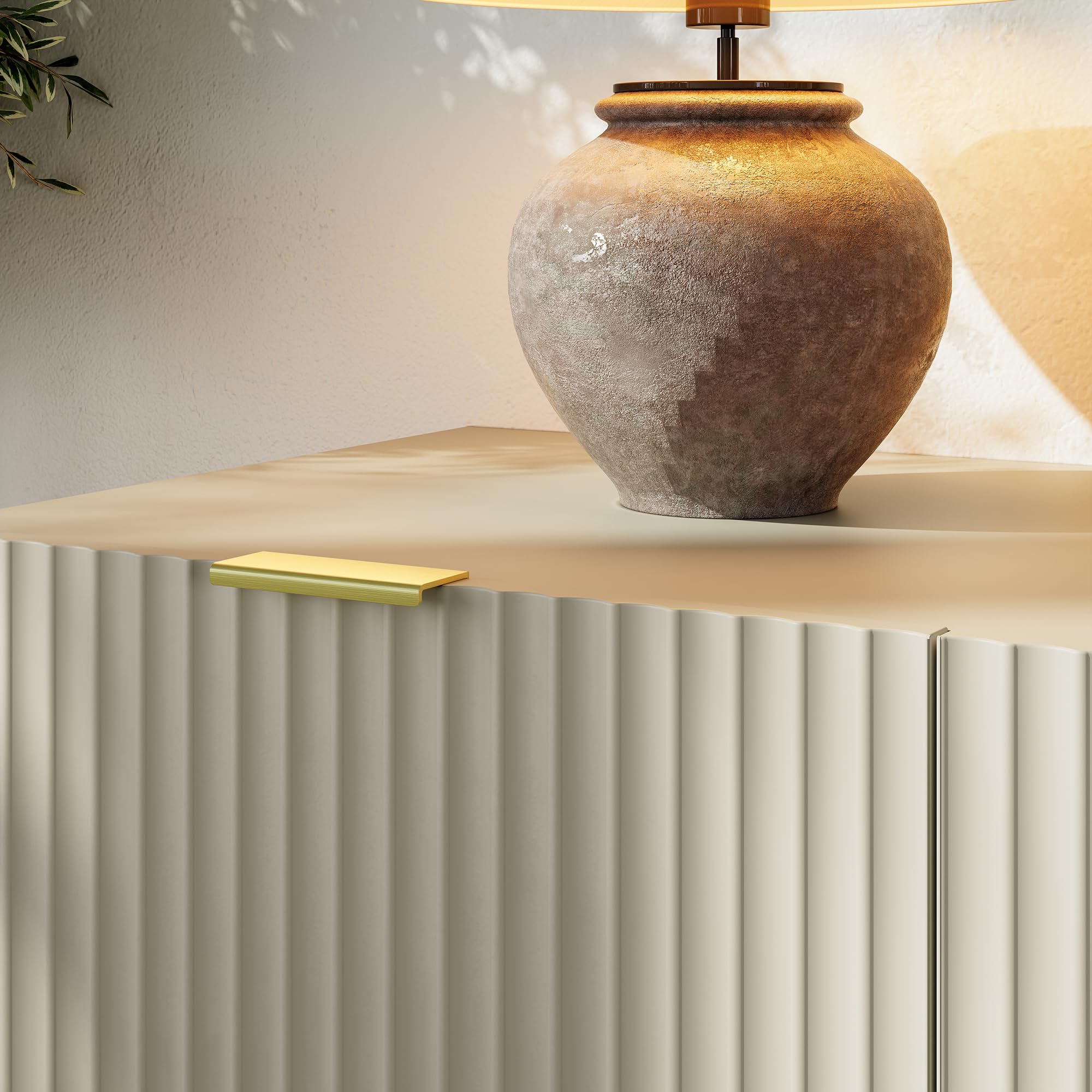 [en.casa] Sideboard Nand mit 3 Türen 120x40x76 cm Oatmeal