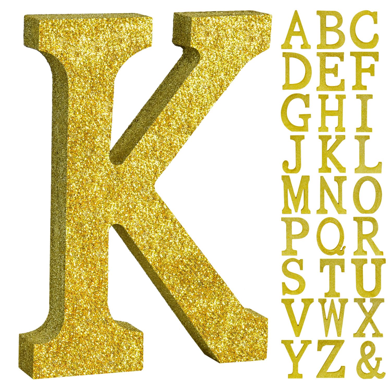 TONIFUL 8 Inch Gold Glitter Letter K Table Centerpiece A-Z Gold Birthday Party Decorations,Gold Alphabet K for Birthday,Chrismas,Graduation,Bridal Shower,Wedding,Anniversary Party Supplies
