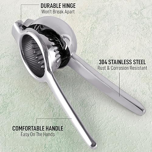 Miniatura 4 de Zulay - Exprimidor de limón extra grande de acero inoxidable, fácil de apretar y resistente, exprimidor de limón, exprimidor ergonómico de cítricos