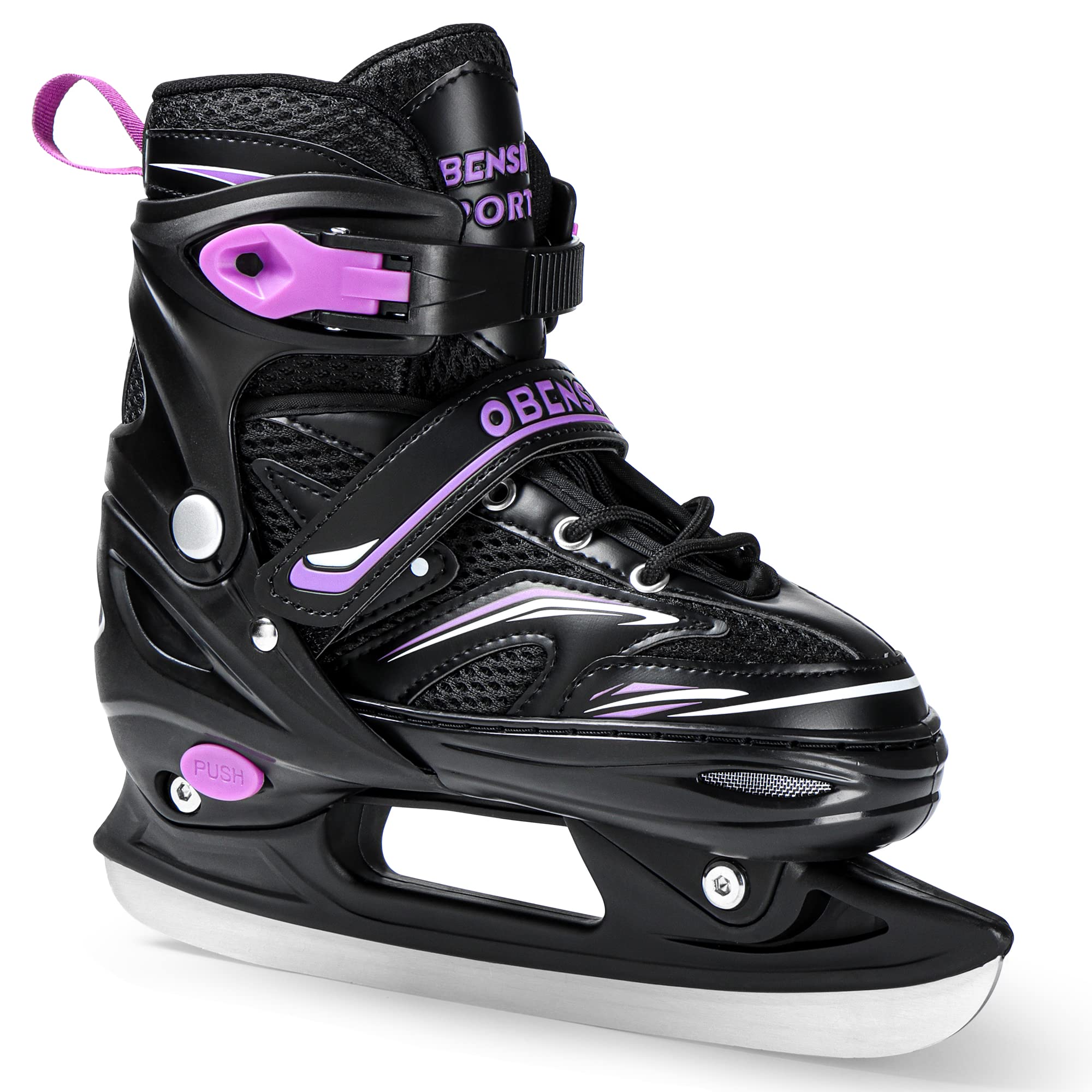 OBENSKY Adjustable Ice Skates - Kids Ice Skates for Girls and Boys - Soft Padding and Reinforced Ankle Support - Fun Ice Hockey Skates for Outdoor and Rink
