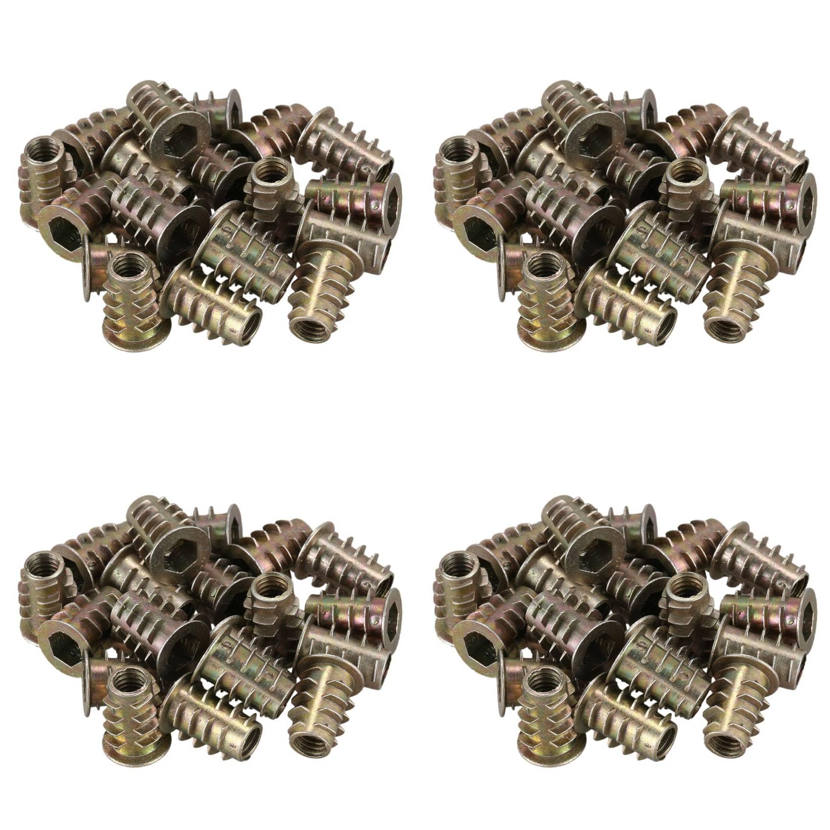 Jnchdghwa Brass 80 Pieces M6x 15Mm Hexagon Socket Thread Insert Nut For Wood