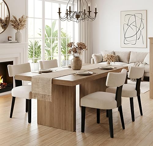 Miniatura 22 de Juego de 6 sillas de comedor modernas de mediados de siglo Shunzhi, sillas tapizadas de madera para comedor, sillas de cocina estilo granja, sillas