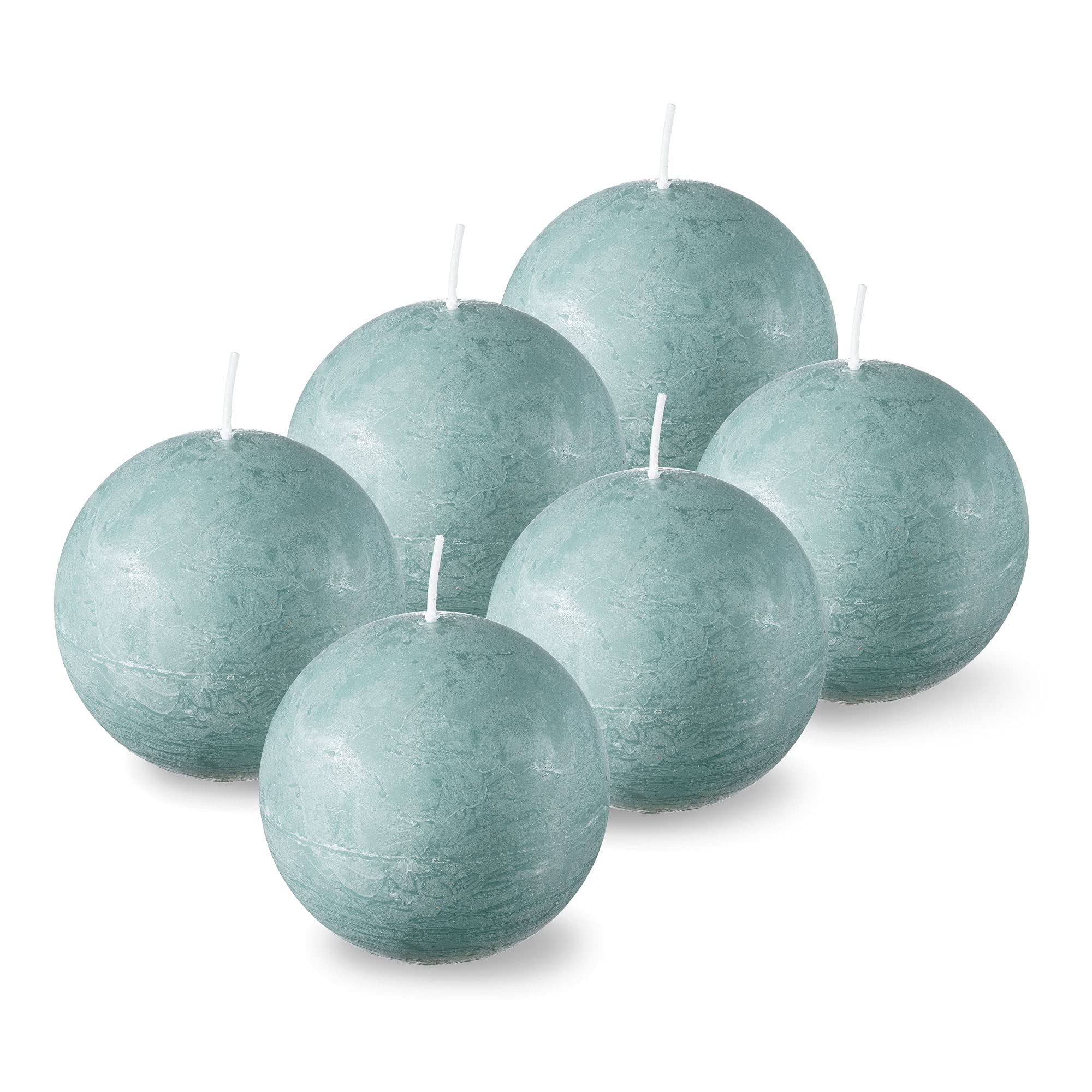 SPAAS Emerald Green Round Ball Candles - 3 Inch Rustic Wedding & Celebration Candles (6 Pack)