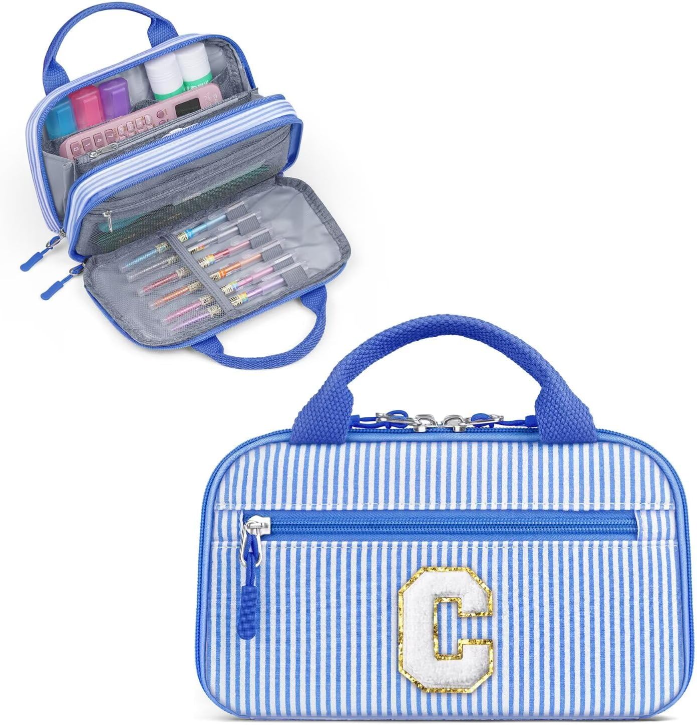YOOLIFE Pencil Box for Girls, Blue Pencil Pouch Cute Pen Case, Birthday Gifts for 6 7 8 9 10 11 12 13 Year Old Girls, Blue C