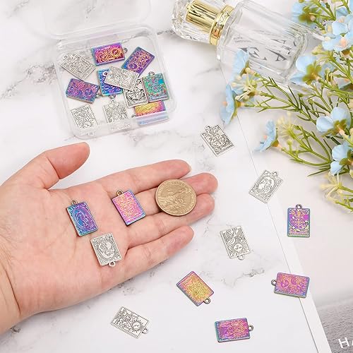 Miniatura 3 de CHGCRAFT 24 dijes de cartas de tarot de 12 estilos, colgantes de aleación chapados en rectángel, para manualidades, pulseras, aretes, collares,