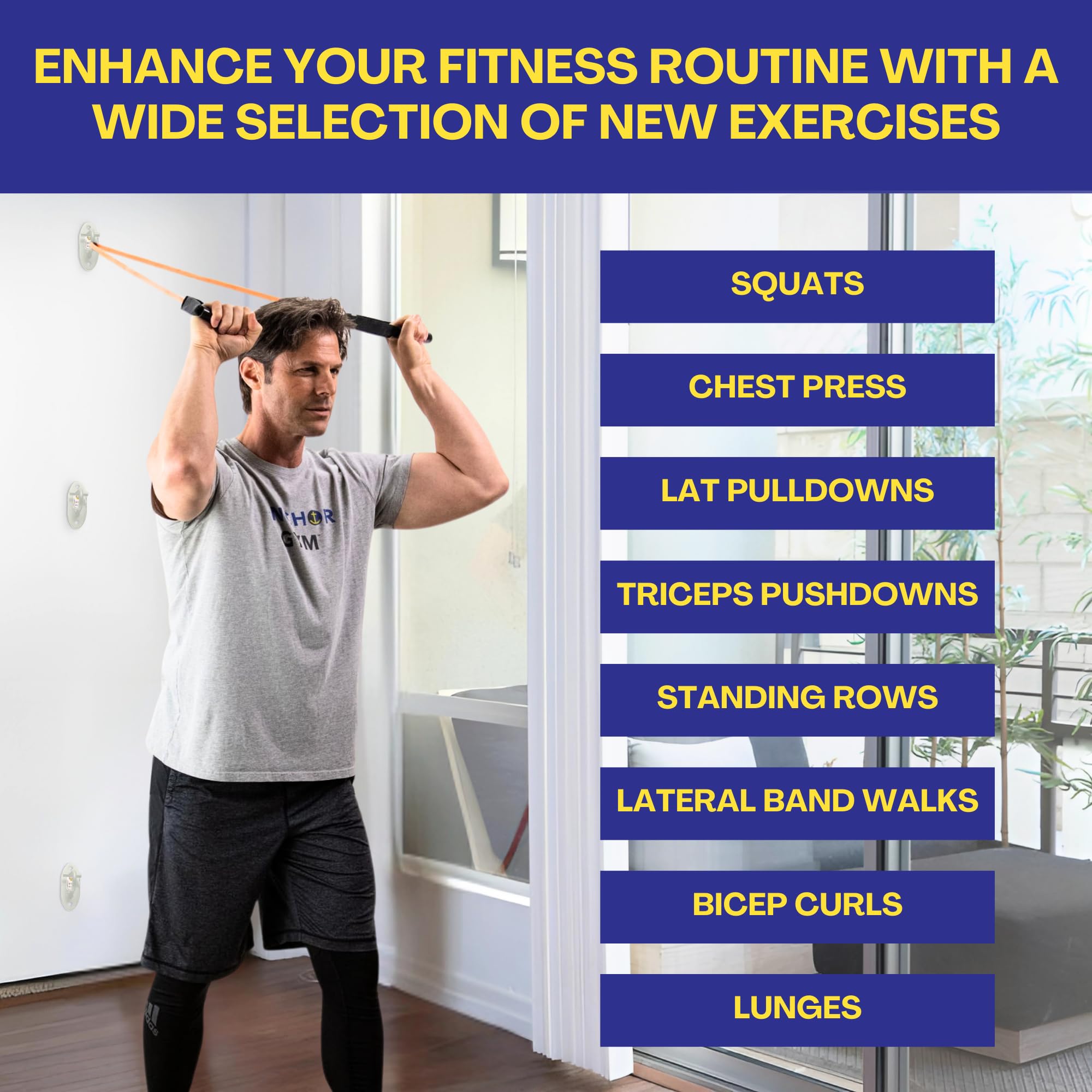Anchor Gym Juego de 3 Mini Anclajes de Pared H1 para Entrenamiento, diseñados para Correas de Peso Corporal, Bandas de Resistencia, Entrenamiento de Fuerza, Gimnasio en casa, Terapia física