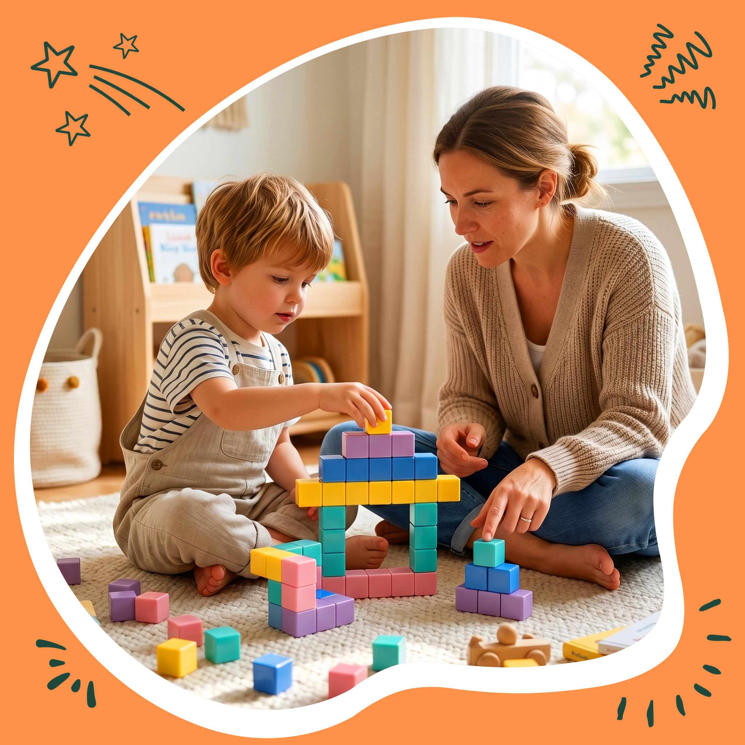 Relaxdays: Cubos magnéticos Set 100 Piezas, Colores Pastel, Juguete magnético, Desde 3 años, Bolsa, ABS, Multicolor