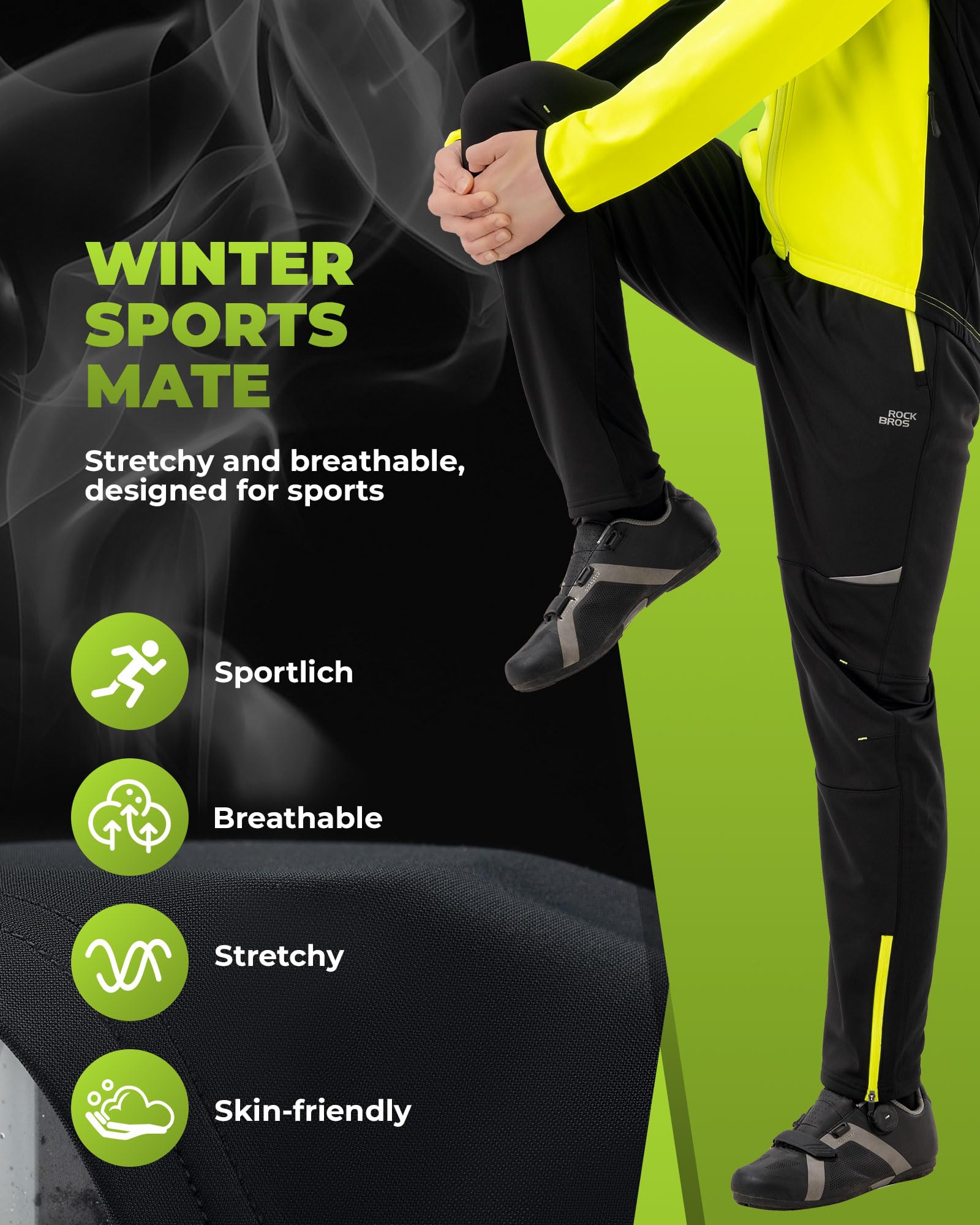 ROCKBROS Pantalón Ciclismo Hombre Invierno Polar Abrigo a Prueba de Viento Ropa Bicicleta Térmico para Montaña Senderismo Deportes al Aire Libre