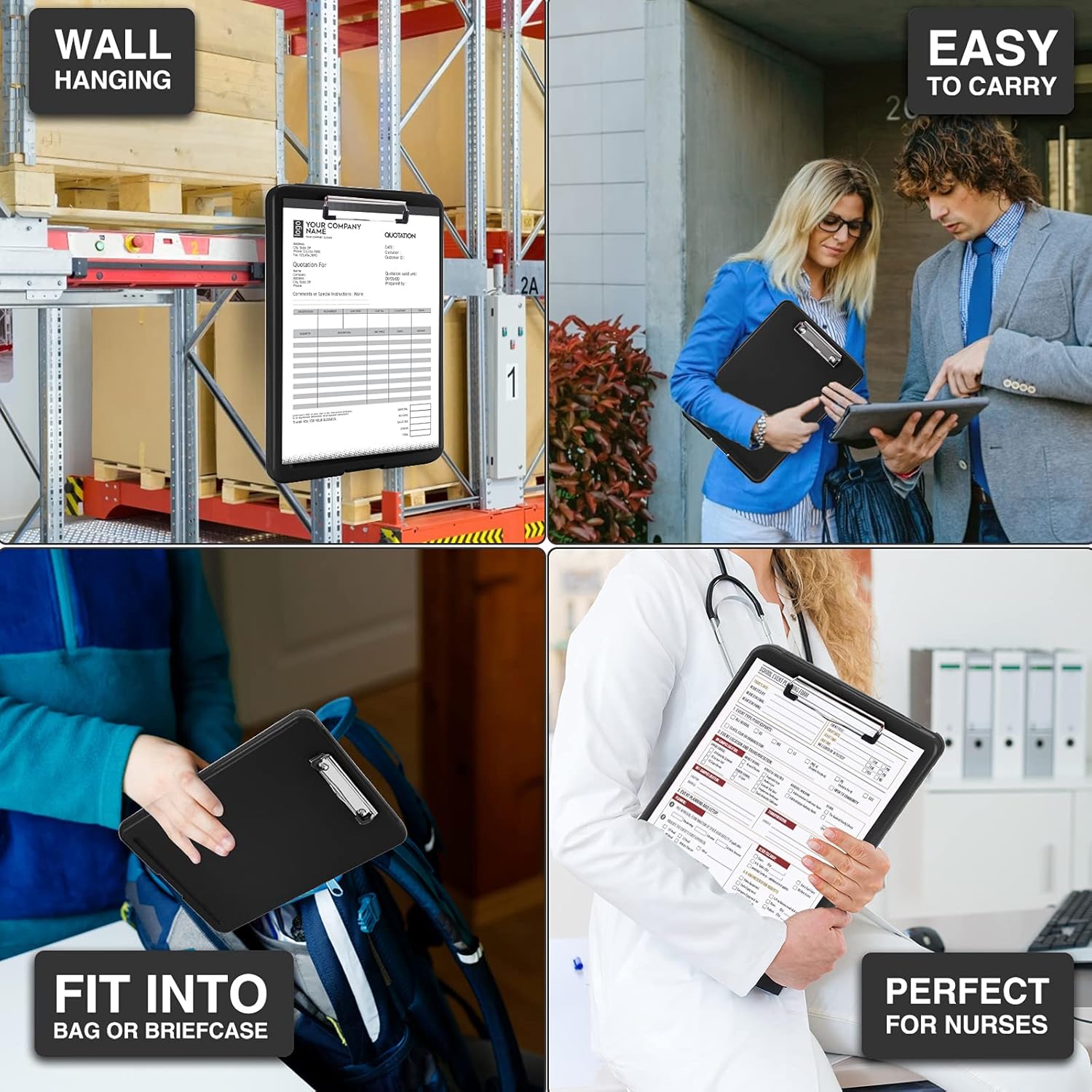 Sooez Clipboard with Storage, Plastic Storage Clipboard with Low Profile Clip, Heavy Duty Nursing Clipboards Foldable, Waterproof Coaches Clipboard Case, Letter Size Smooth Writing for Work, Kids : Office Products