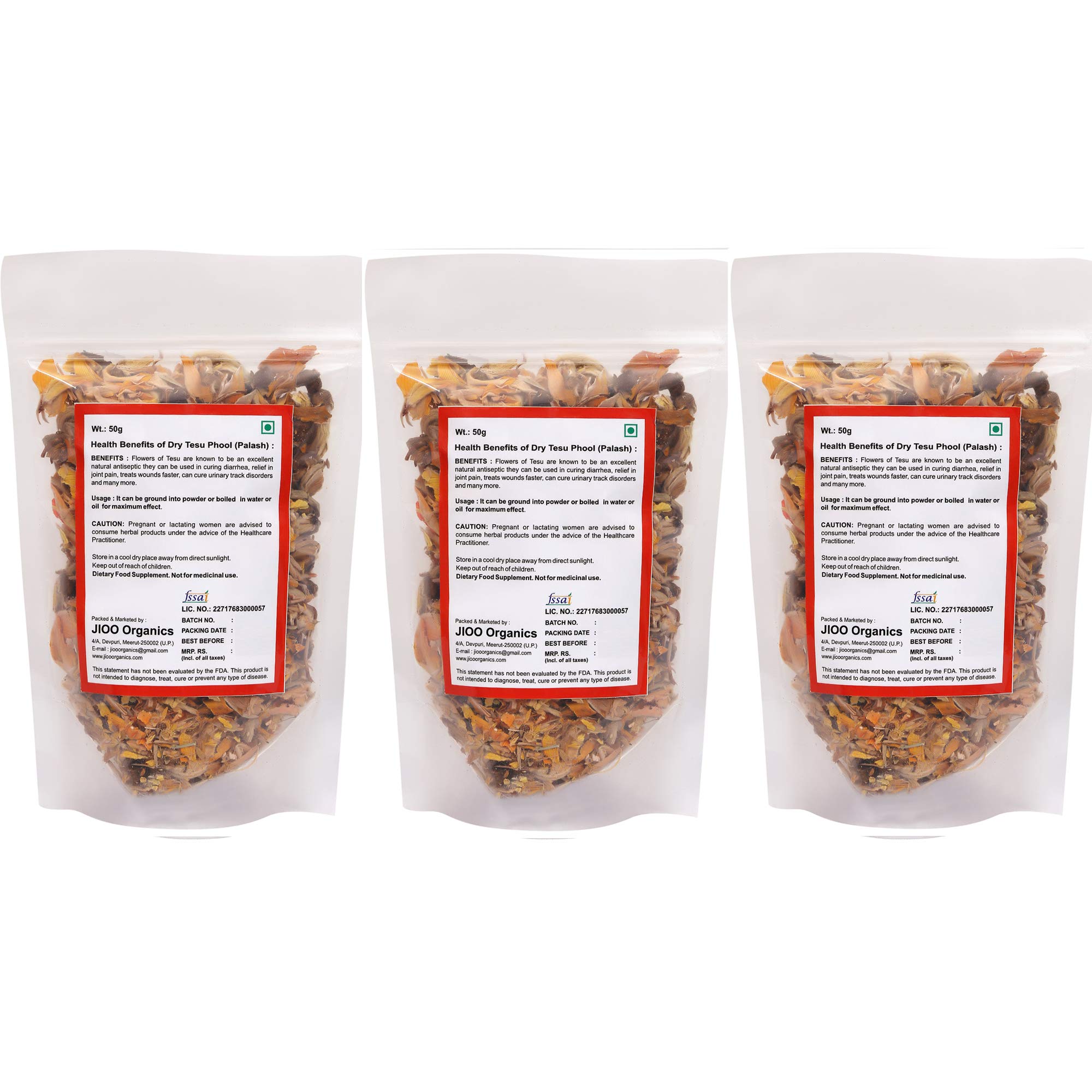 Jioo Organics Dry Tesu k Phool | Palash | Dhak Ka Phool | Butea Monosperma | Combo Pack of 3 (50g Each) - Image 2 thumbnail