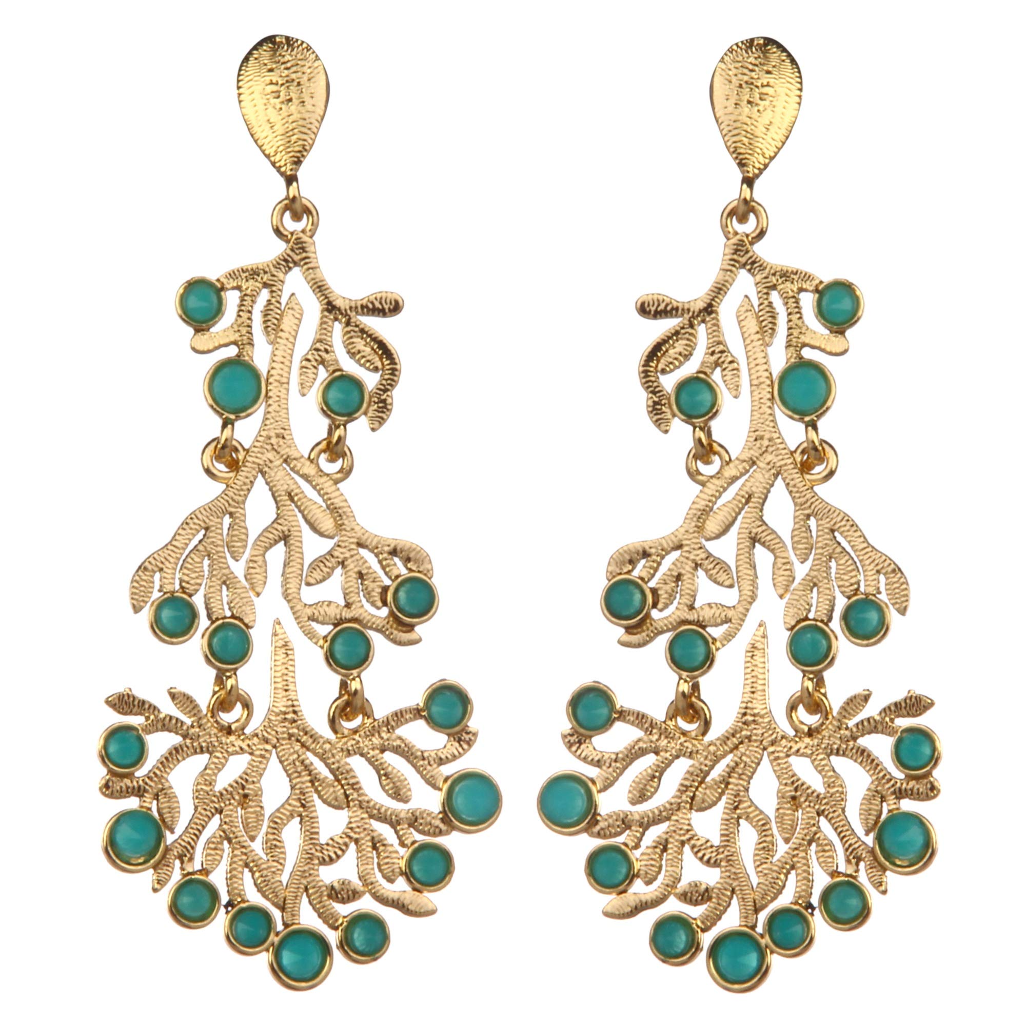 Stylepotion ® Stylish Turkish and Italian Style Alloy Gold Plated with Colour Stone Big Dangler Chandelier Earrings for Women Girls Western Traditional Fashion Jewellery Gift (Turquoise) (B07FY1D5Q6) Amazon Price History, Amazon Price Tracker