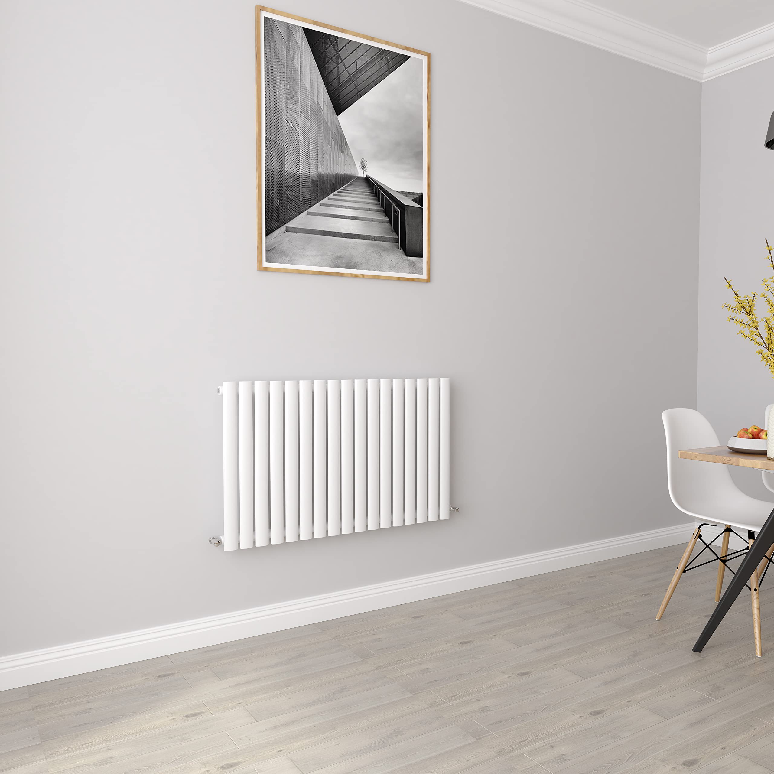 White Oval radiators Horizontal Single Designer Radiator 600x1003mm Central Heating Radiators