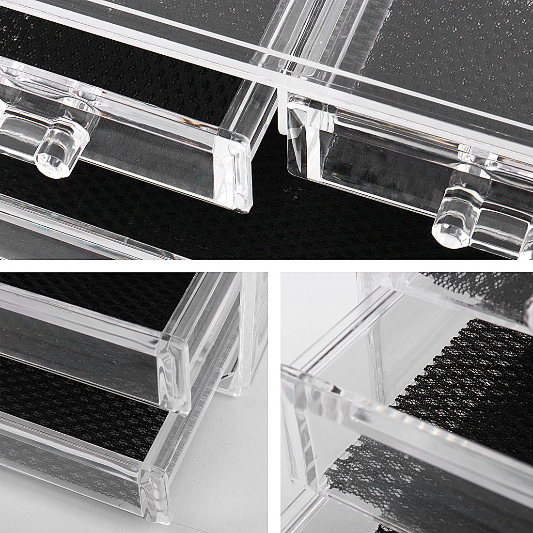 Ruilogod Organizador de cosméticos acrílico transparente para maquillaje, delineador de pintalabios, soporte para brochas y joyas, caja expositora, cajones (estilo 15)