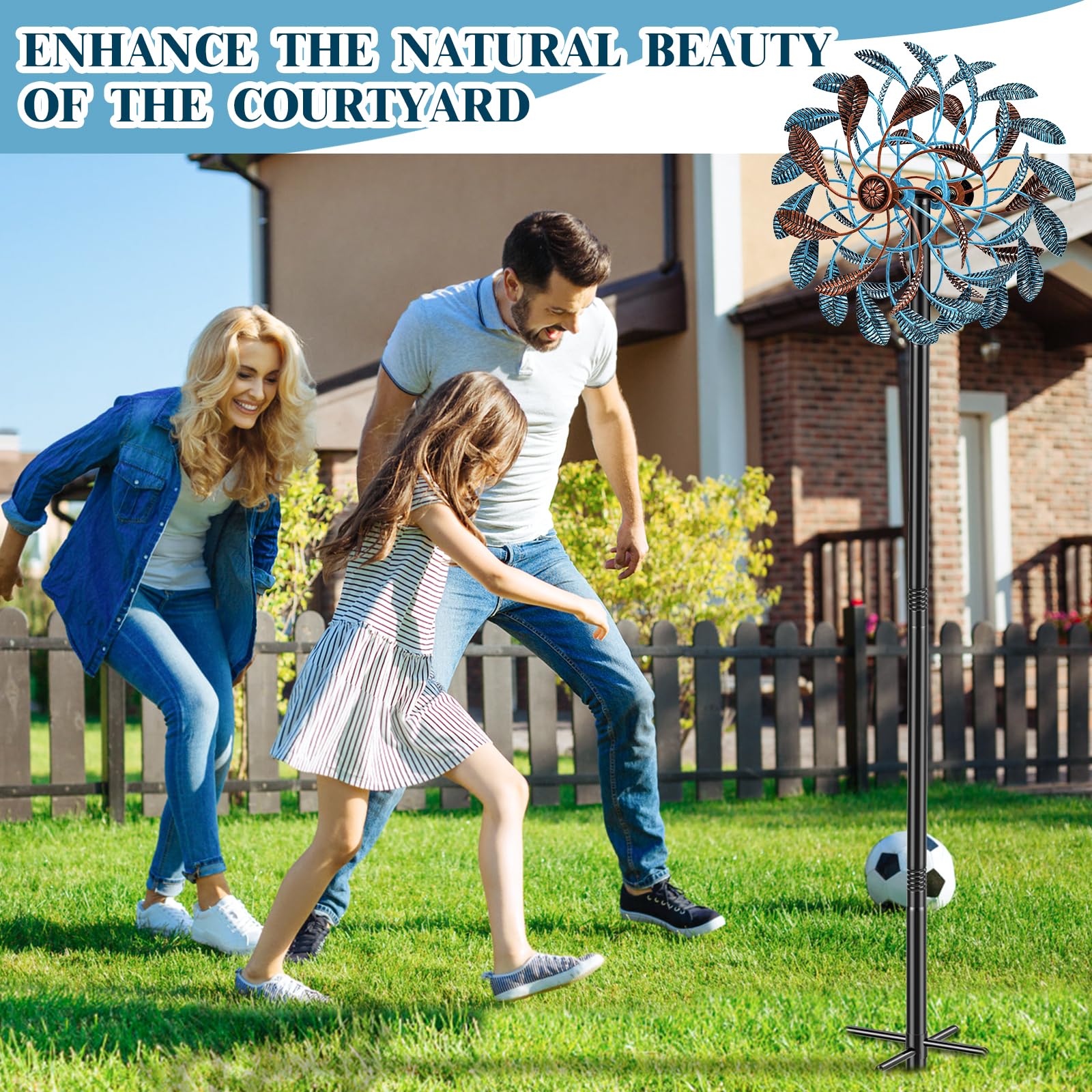 Molinillos de Viento de 360° para Exteriores, esculturas de Viento con estaca de Metal, Molino de Viento cinético Grande de Metal para decoración de Patio, molinillos para jardín, Exterior,