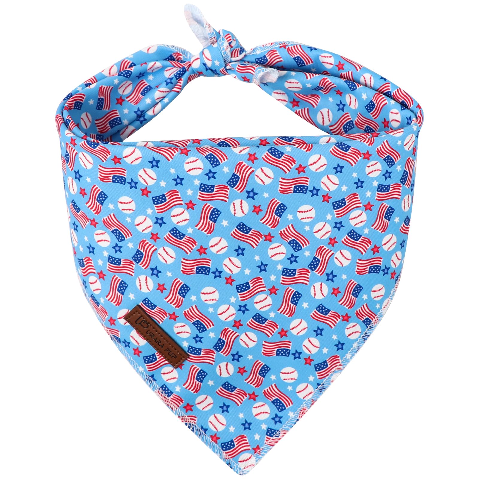 UP URARA PUP 4th of July Dog Bandana, Patriotic Puppy Bandana for Small Medium Dog, Cotton American Flag Pet Triangle Bid Scarf Kerchief for Girl Boy Dogs or Cats