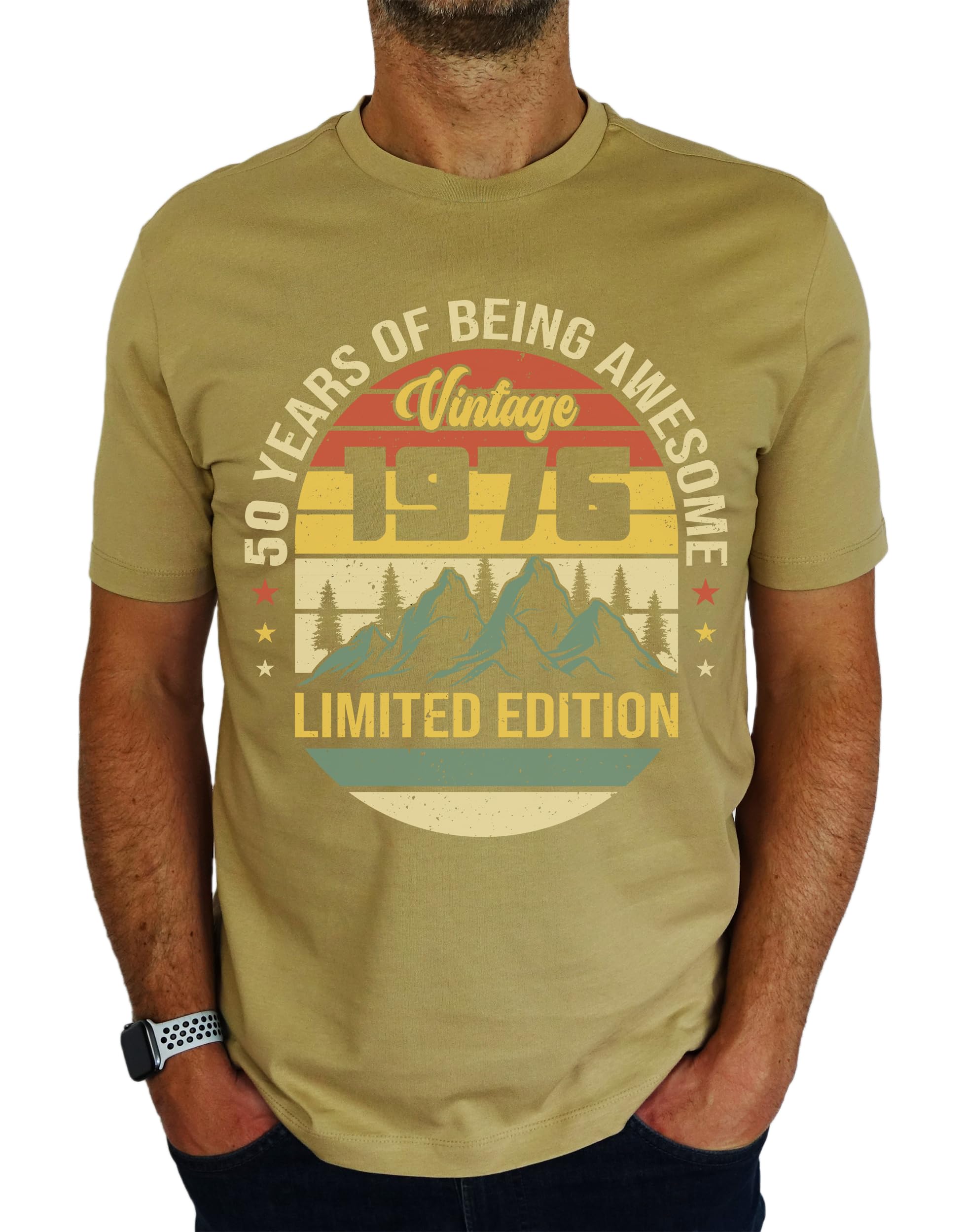 My Generation Gifts Men's Desert Sand 1976 Vintage Mountain - Limited Edition - 50Th Birthday Gift | Present T-Shirt Xl