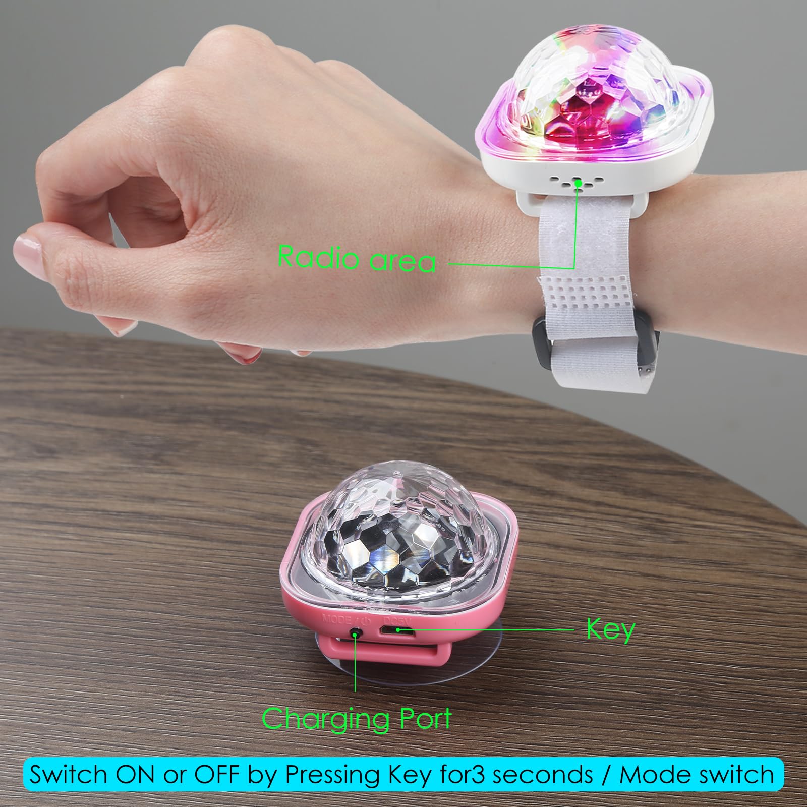 Orologio da polso a LED con sfera da discoteca, multicolore con luce attivata dal suono, in silicone, stile moderno (bianco + blu)