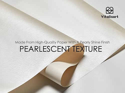 Miniatura 5 de Vitalizart Juego de Papel de Envolver Blanco de 17" Perlado-Lustre con Cinta de Seda Satinada y Etiquetas de Regalo Reciclables para Regalos de