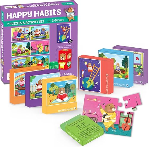 Miniatura 7 de Chalk and Chuckles Happy Habits-Rompecabezas 7 en 1 para niños de 3, 4, 5 años, juguetes educativos y de aprendizaje, caja de actividades para niños