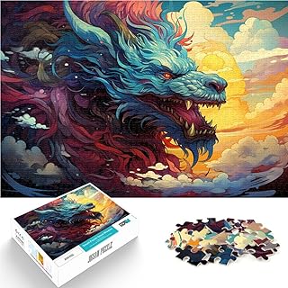 Rompecabezas para adultos 1000 piezas Cabeza de dragón colorido Juguetes de rompecabezas DIY con piezas de formas aleatorias totalmente encajables 26x38cm