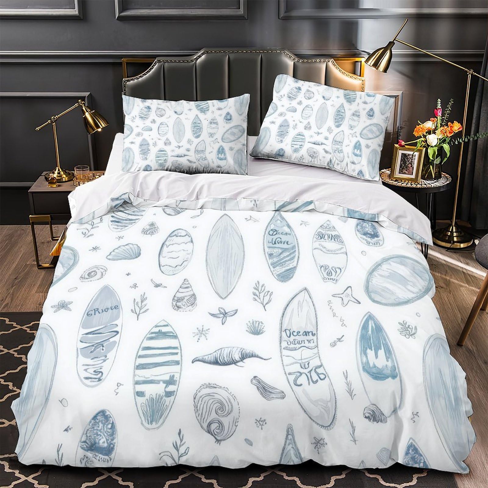Parure de lit surf anti-allergène et douce pour en finir avec les nuits agitées des enfants