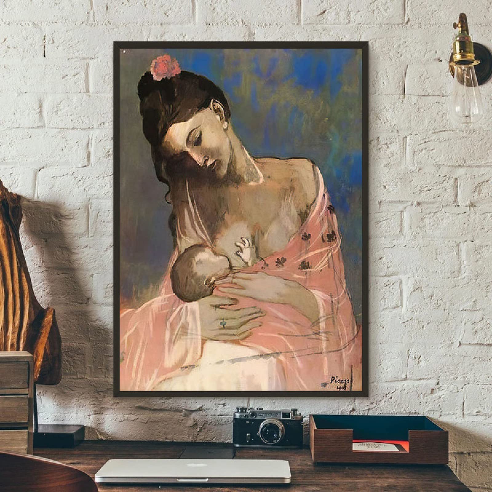 Amazon.co.jp: パブロ・ピカソ キャンバス絵画 母と子 ポスターと版画