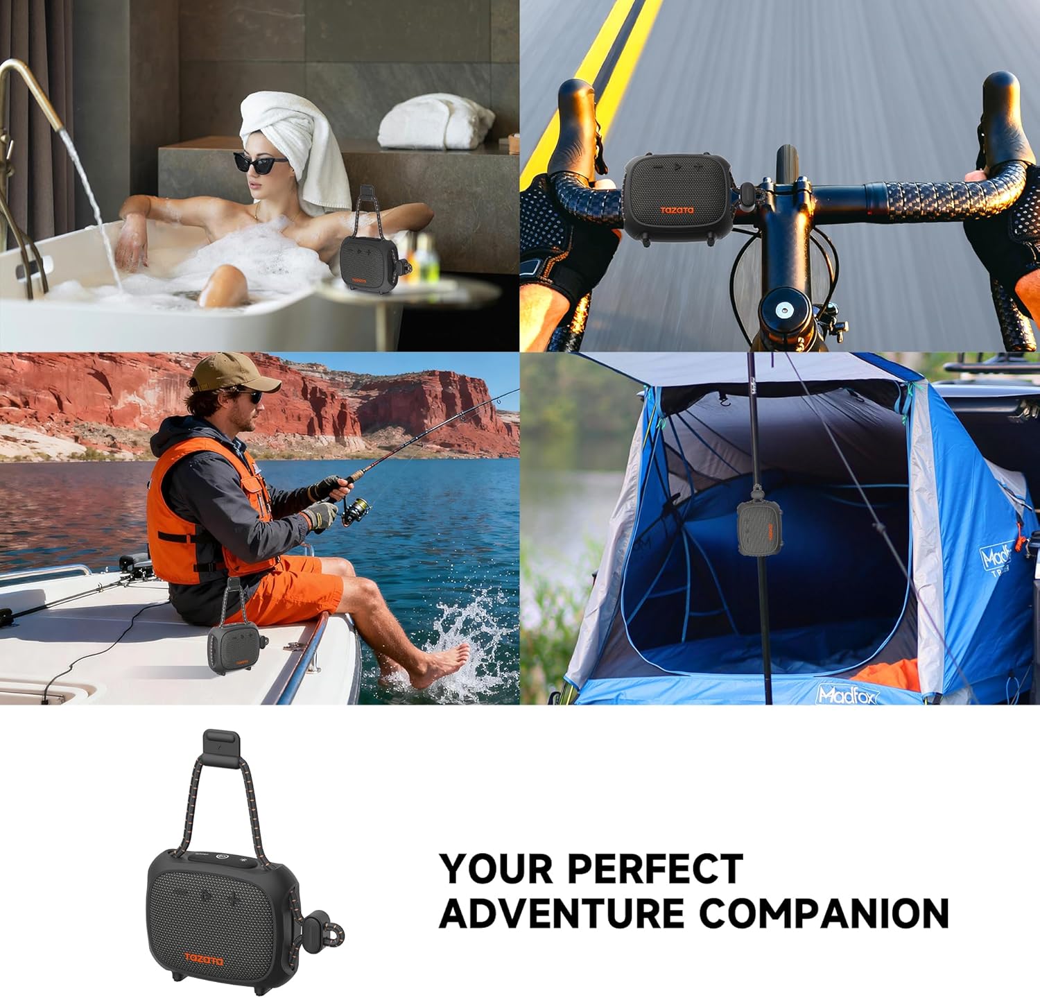 Bike Speakers,IPX7 Waterproof Portable Speaker Bluetooth Wireless with 11H Playtime,TWS Pairing,Built-in Strap for Ebike,Fishing,Shower,Camping,Travel Gift - Image 7