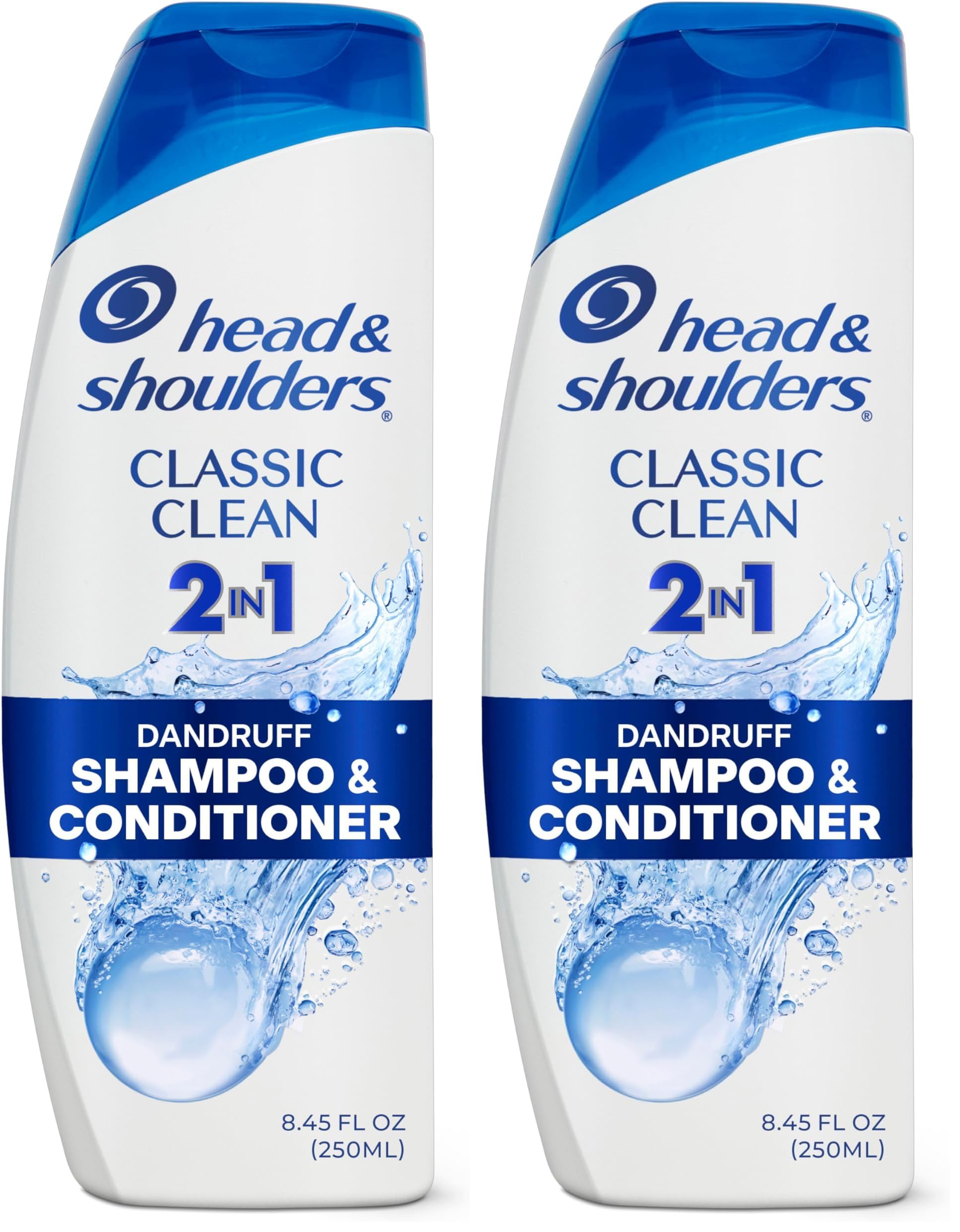 Head and Shoulders Classic Clean 2-in-1 Anti-Dandruff Shampoo + Conditioner 8.45 Fl Oz (Pack of 2)