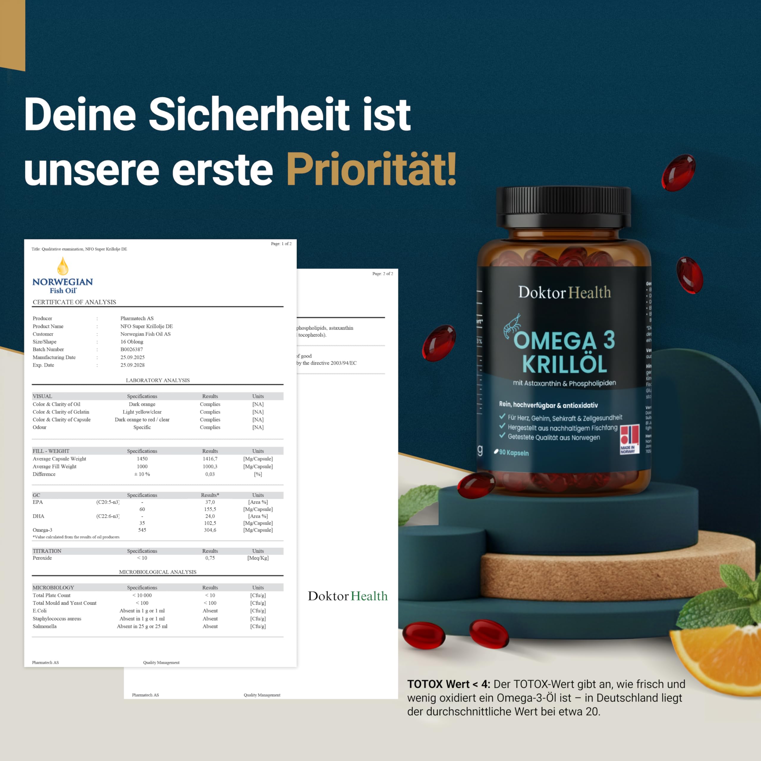Antarktisches Krillöl 2000mg - Premium Omega-3 mit EPA, DHA & natürlichem Astaxanthin - 90 Kapseln im Braunglas - Marine Phospholipide - Kein Fischgeruch - Herz, Gehirn & Sehkraft