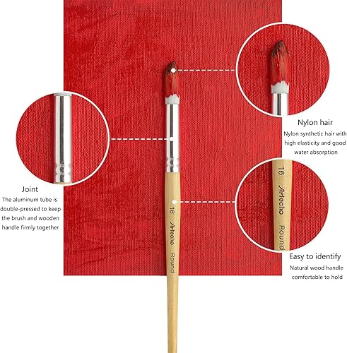 Miniatura 10 de Artecho 32 pinceles para pintura acrílica, pinceles de pintura acrílica para óleo, acuarela, acrílico, gouache y lienzo