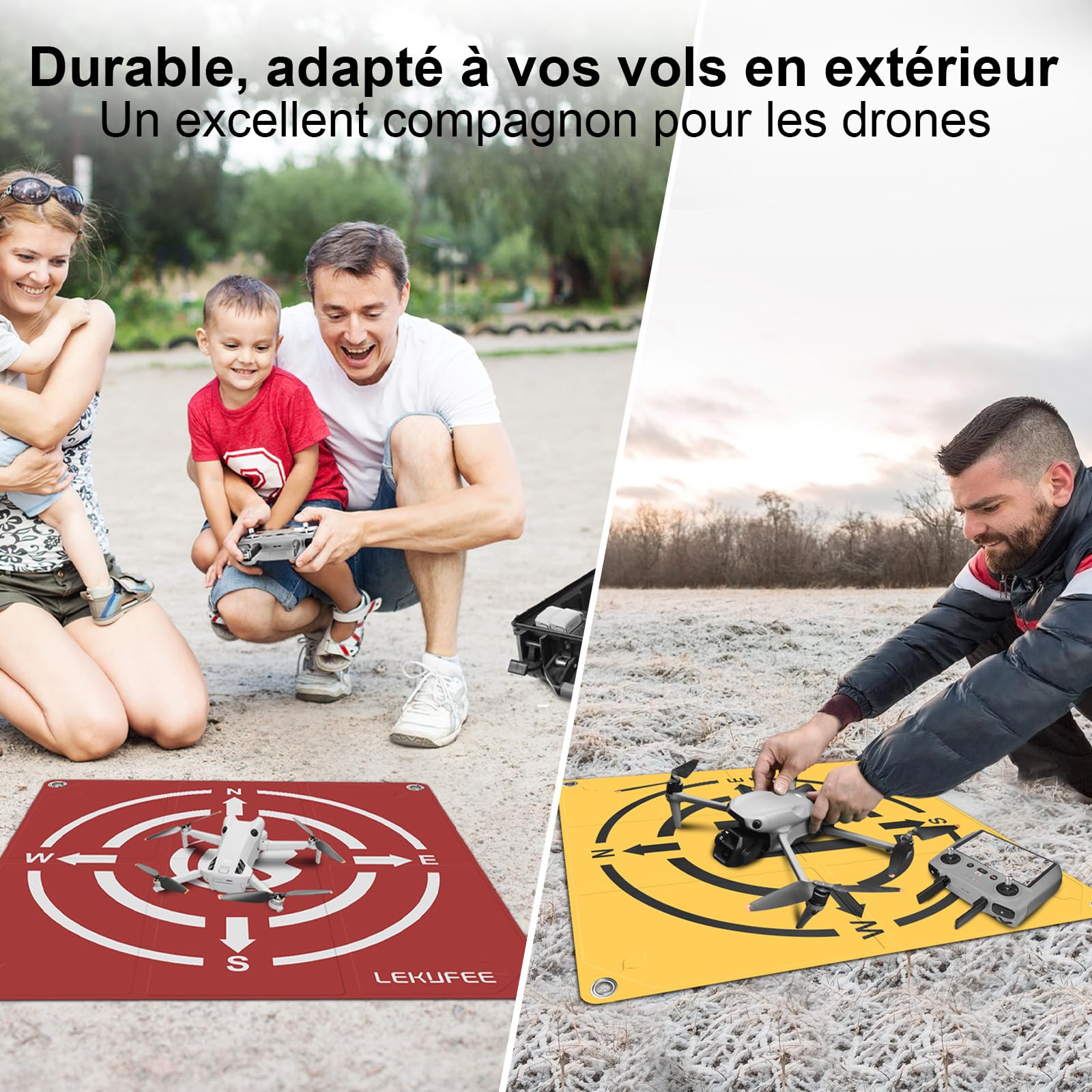 Lekufee Tapis d'atterrissage pliable pour drone DJI Mavic 4 Pro, Air 3S/3/2S/2, Flip,Neo, Avata 2, Mavic 3 Pro/3/Classic/Cine, Mini 4K, Mini 4 Pro, Mini 3/2/2SE, Avata Pro, FPV, accessoires