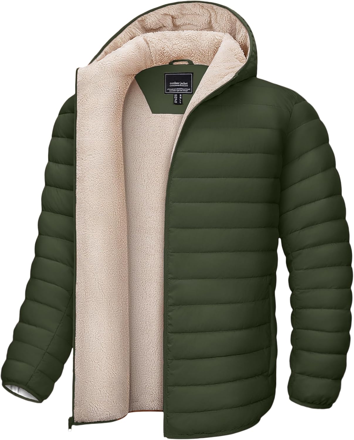 MAGNIVIT Men's Puffer Jacket with Hood Water Resistant Windproof Fleece Sherpa Lined Winter Coat Insulated Down Jackets