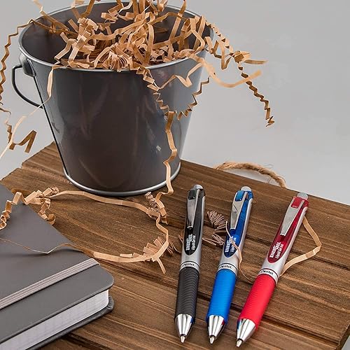 Miniatura 8 de Pentel Energel Deluxe RTX - Bolígrafos de tinta de gel líquido de 0.028 in, punta de metal, paquete de 5 bolígrafos negros con 3 recambios