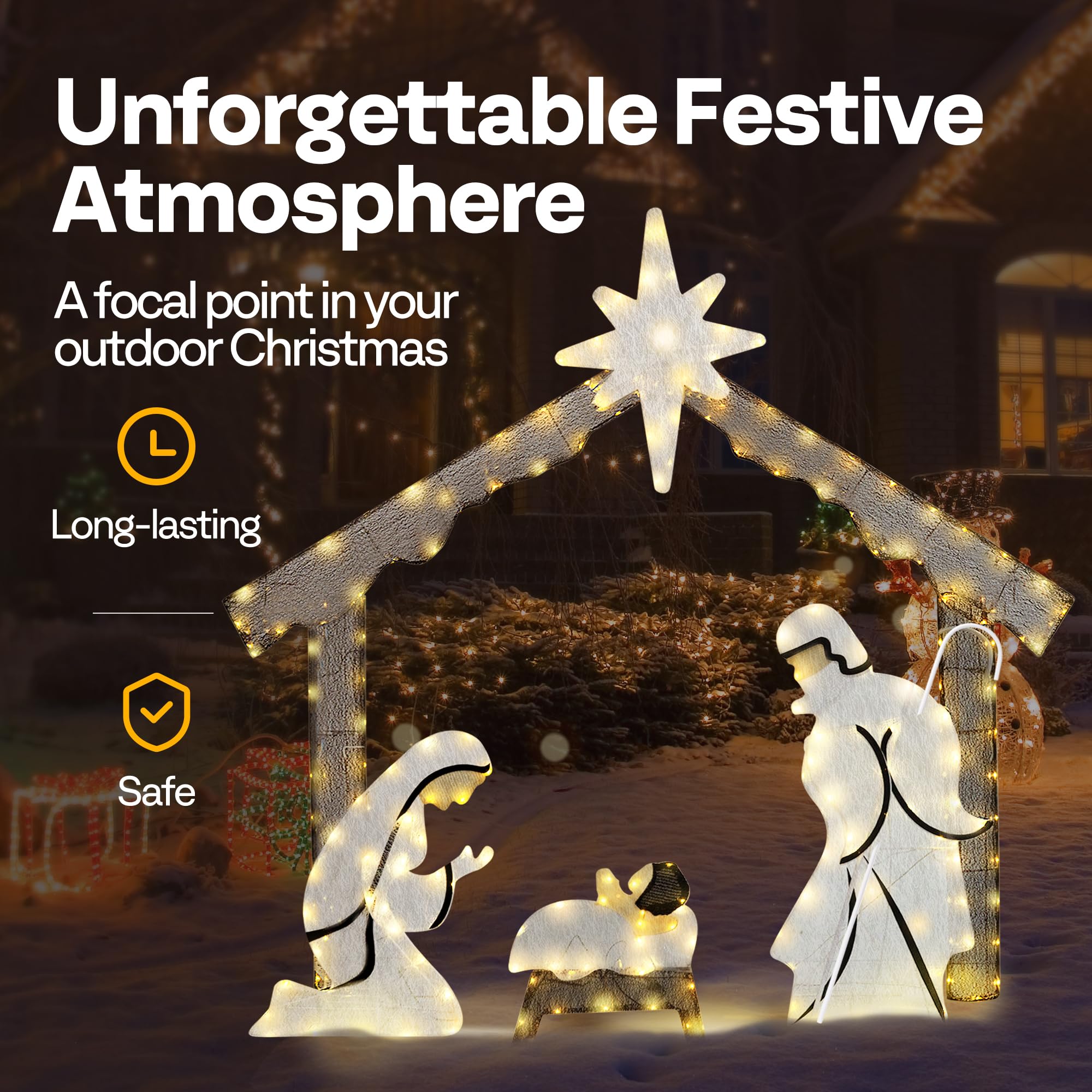 Snapklik.com : VIVOHOME 5FT Lighted Nativity Scene Outdoor