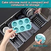 Vista 3 de Molde de silicona para magdalenas, bandeja antiadherente de 6 cavidades para magdalenas, cupcakes, brownies y más, grado alimenticio y libre de BPA