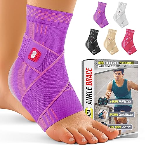 BLITZU Tobillera con correa de apoyo de compresión ajustable para tendinitis de Aquiles, alivio del dolor en las articulaciones. Envoltura de