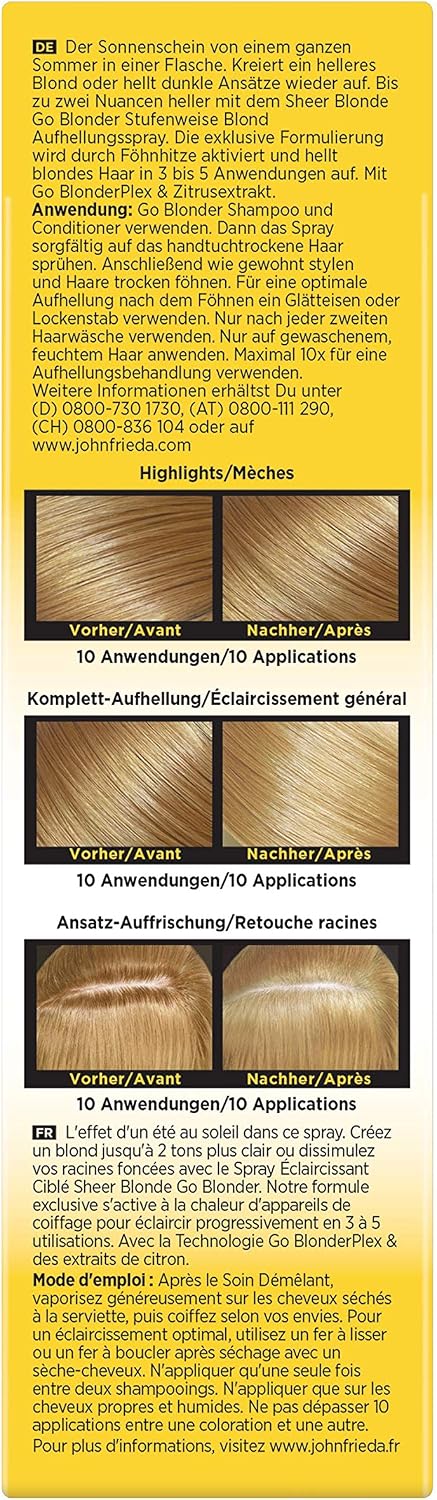 John Frieda Sheer Blonde Go Blonder Graduated Blonde Lightening Spray 100ml, 100 ml (Pack of 1) - Image 3