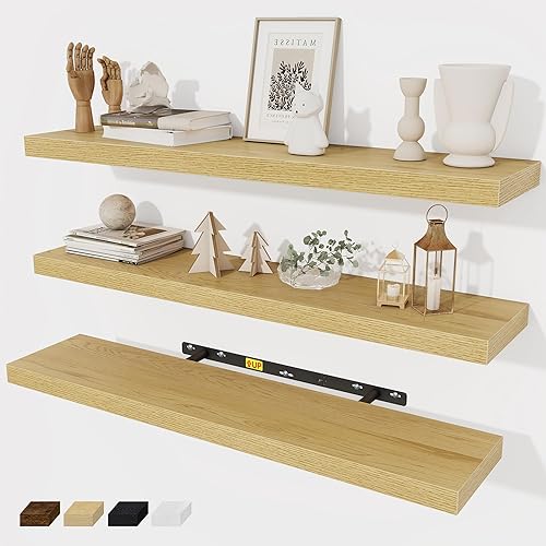 Miniatura 42 de Fun Memories Estantes flotantes de 36 x 8 pulgadas para pared, juego de 2 estantes de baño de granja, estantes de pared de madera de 36 pulgadas de