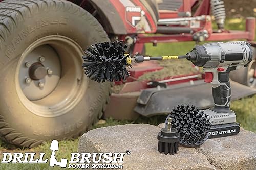 Miniatura 6 de Juego de 3 cepillos para limpieza para conectar al taladro, herramientas para limpiar y restregar para utilizar con el taladro, con extensión.