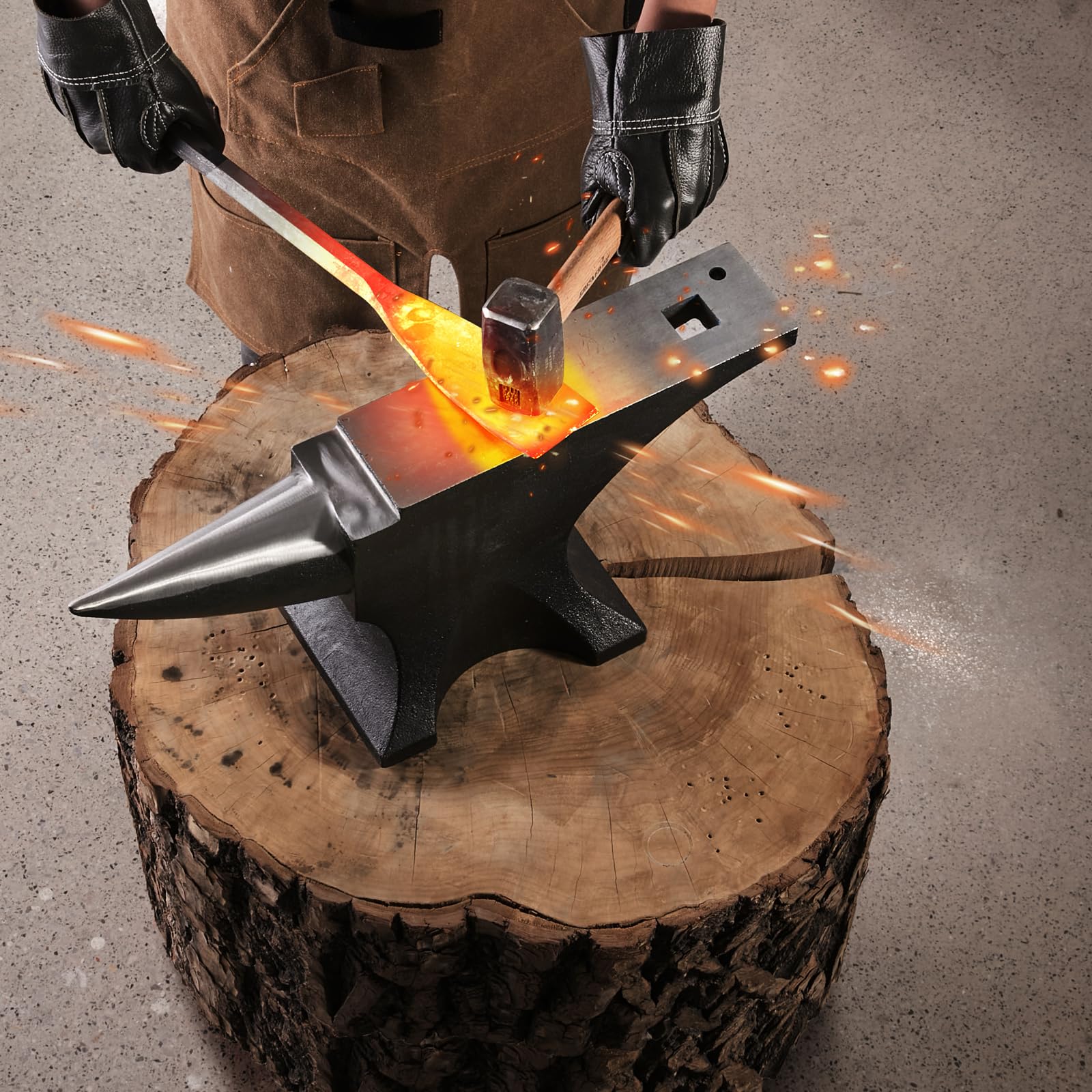 VEVOR Enclume de Forgeron en Acier Moulé 52,8 kg, Enclume à Corne Simple Ronde, Haute Dureté, Grand Plan de Travail, Base Stable, Outil de Travail du Métal pour Pliage, Façonnage, Torsion, Bijoutiers