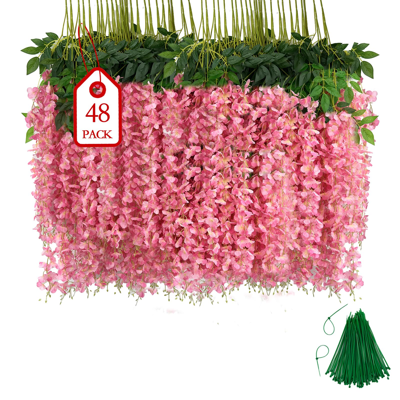 BIRDDIE Künstliche Glyzinien Hängende Blumen Kunstblumen Hängend Wie Echt Künstlich Hängeblumen für Outdoor Draußen Balkon Garten Hochzeit