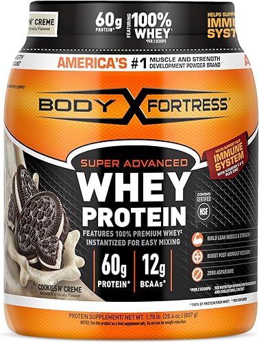 Body Fortress Super Advanced - Proteína de suero en polvo galletas N Crème apoyo inmunológico 1 vitaminas C y D Plus zinc 178 libras
