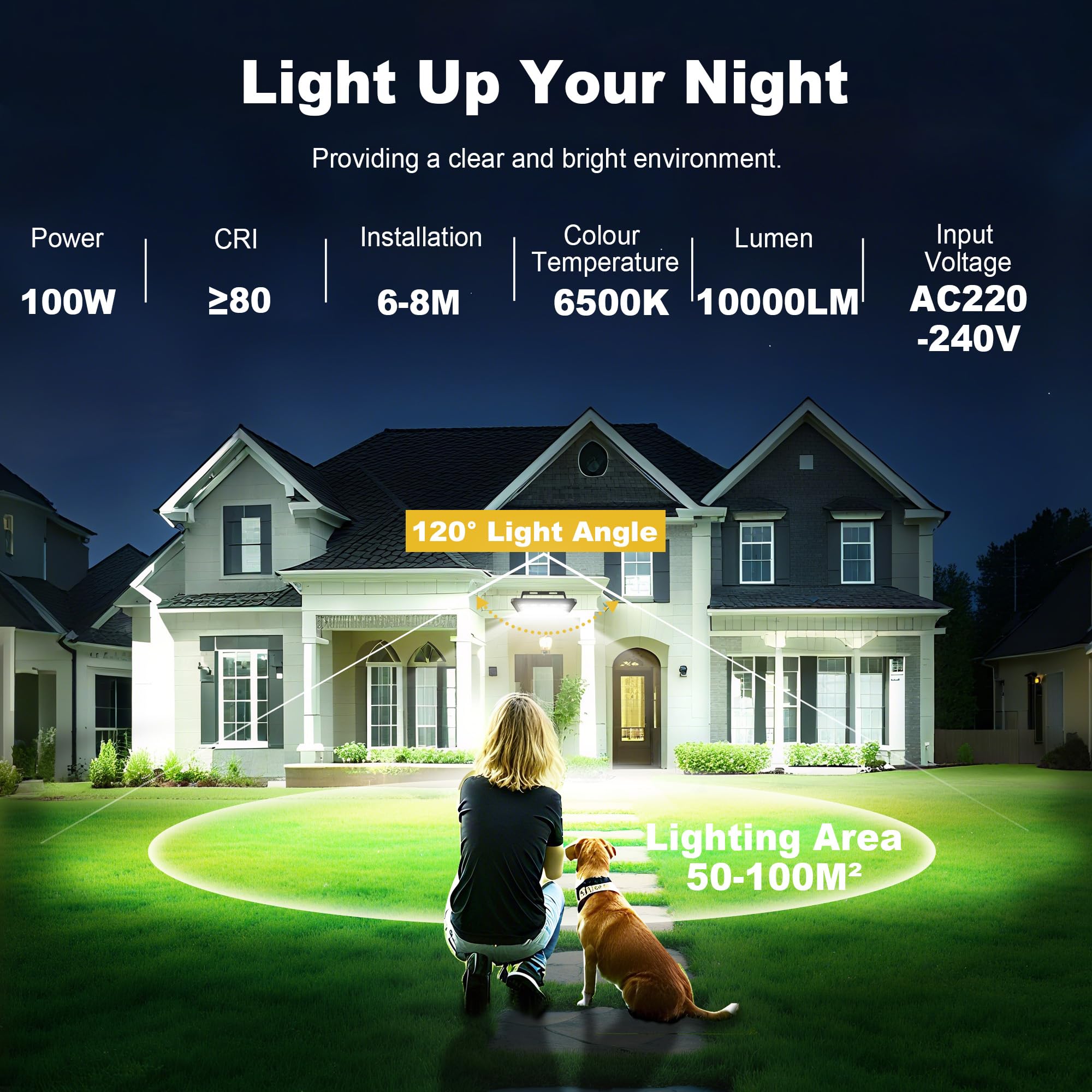 LED Strahler mit Bewegungsmelder Außen 2 Stück, 100W 10000LM Superhell Außenstrahler 6500K Kaltweiß LED Fluter Aussenleuchte IP66 Wasserdicht Scheinwerfer für Garage Garten Innenhöfe