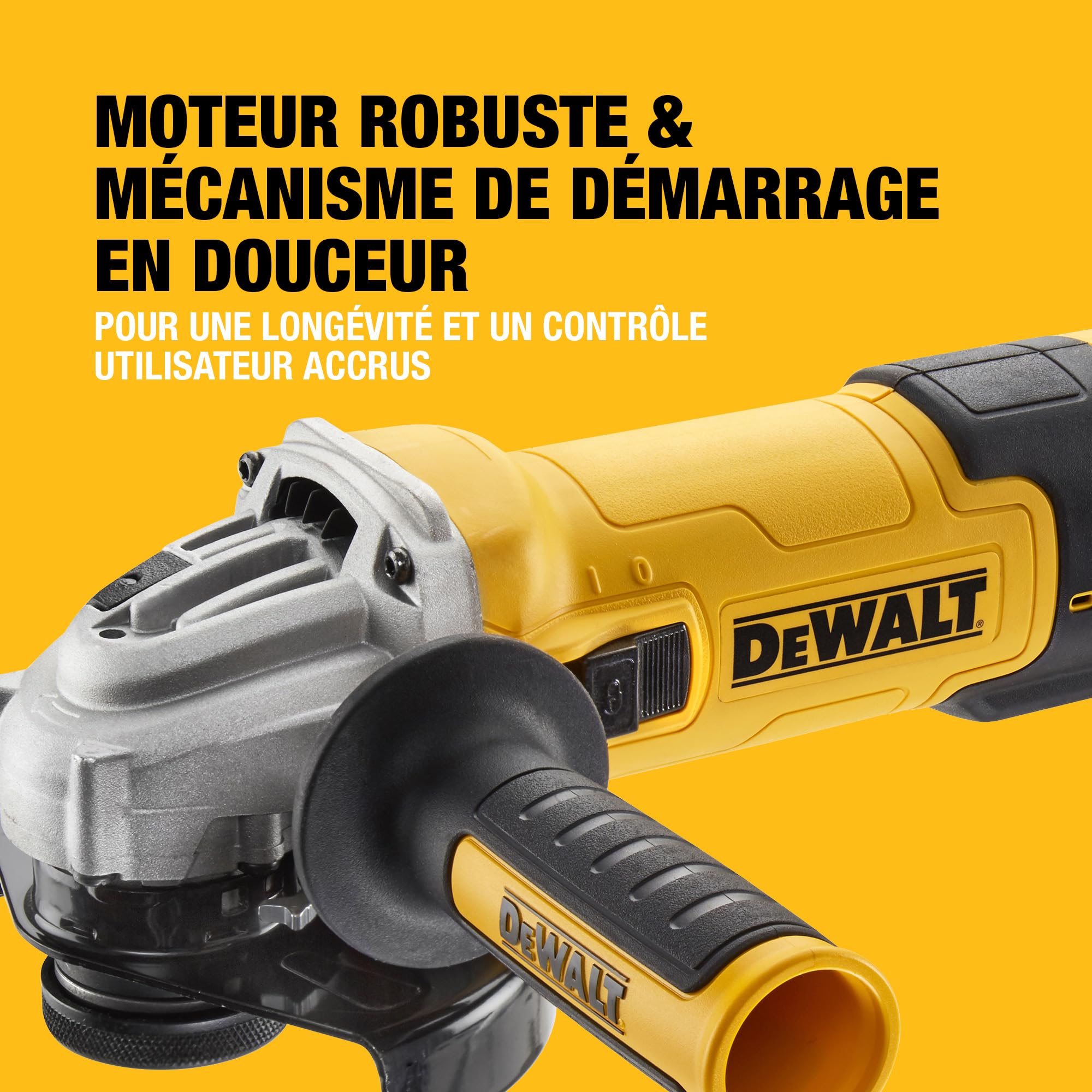 DEWALT - Meuleuse d'angle filaire 125mm à vitesse variable, 1500W avec interrupteur anti-redémarrage - Kit de surfaçage, DWE4257KT-QS