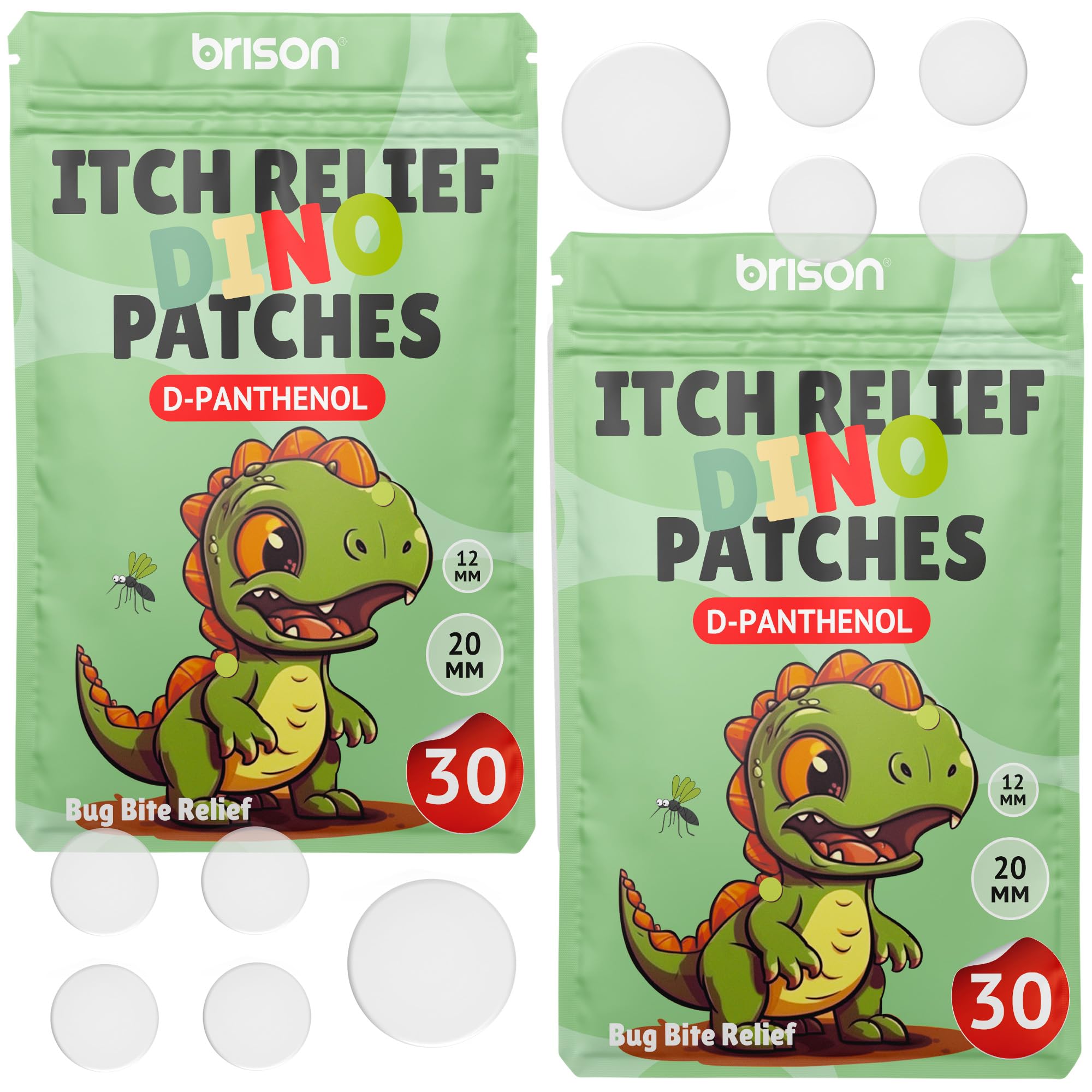 Brison Bug Bite Itch Relief Patches - 60 Counts Insect Mosquito Stickers Natural D-Panthenol Formula Indoor Camping Essentials for Kids Adults