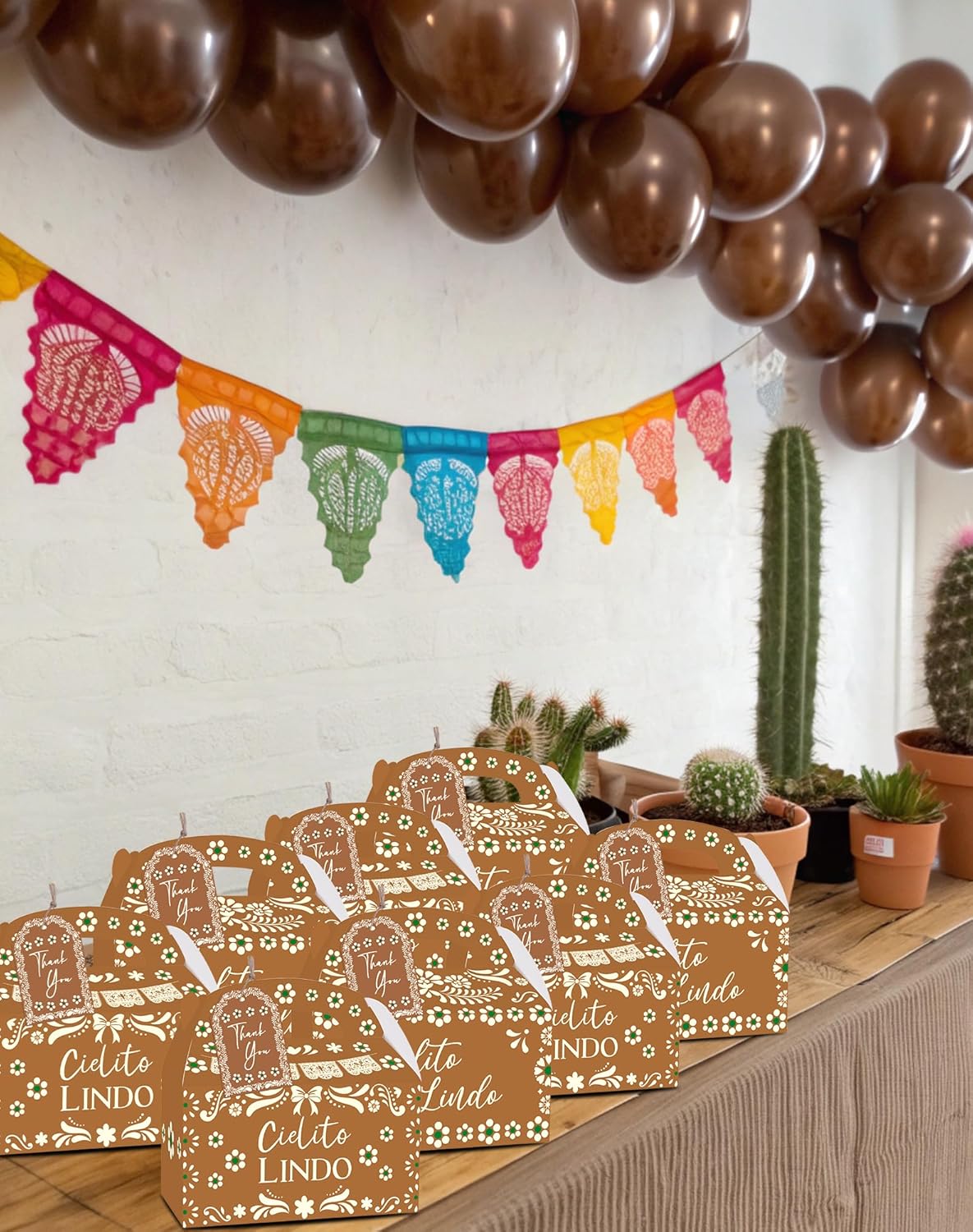 KARAQY 24 PCS Cielito Lindo Terracotta Favor Boxes, Mexican Papel Picado Treat Boxes with Tags for Birthday Baby Shower Cinco de Mayo Fiesta - Image 7