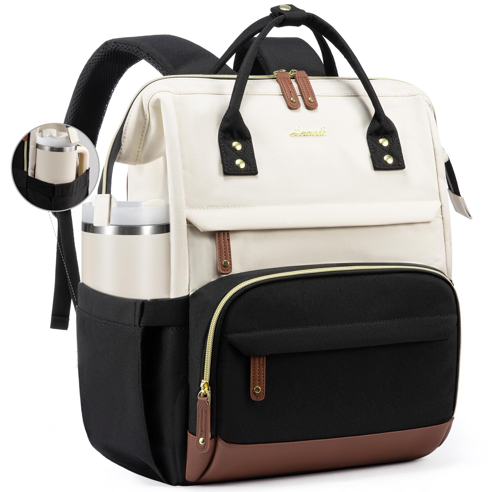 LOVEVOOK Laptop Backpack for Women, 15.6 Inch Work Business Backpacks Purse With Large Capacity, Waterproof Nurse Bag College Bookbag for School, Waterproof Casual Daypack for Travel